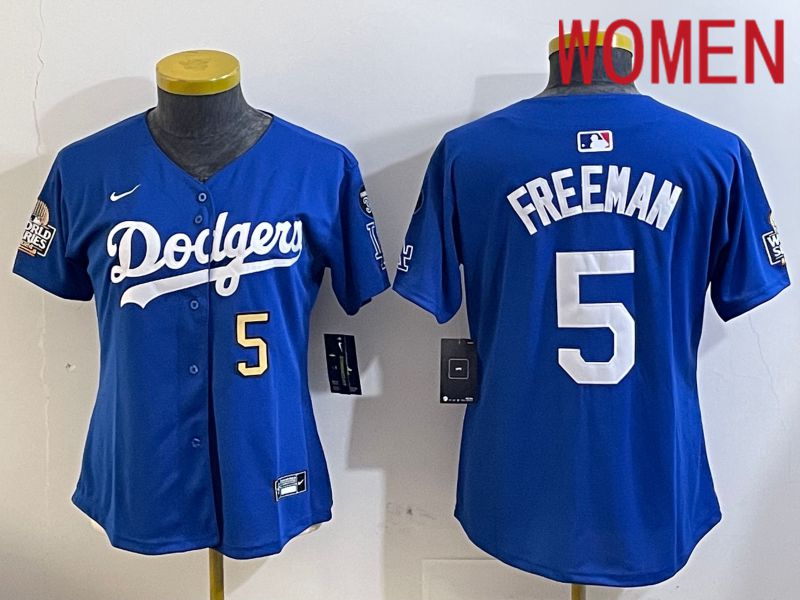 Women Los Angeles Dodgers #5 Freeman Blue Game 2024 Nike MLB Jersey style 11218->women mlb jersey->Women Jersey